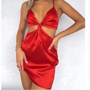 NWT White Fox Red Twisted Tie Dress